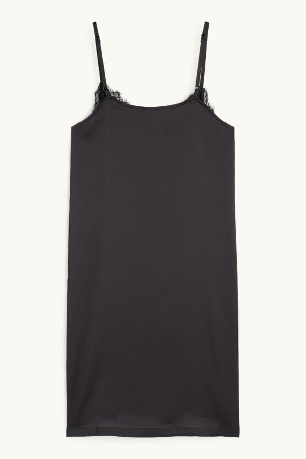 Donna - Camicia da notte di raso - nero