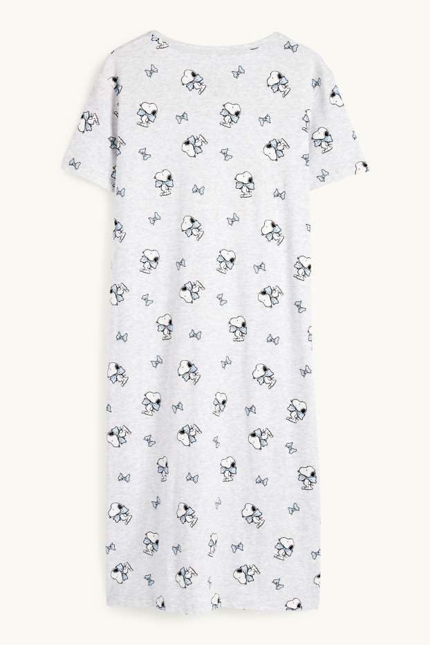 Damen - Nachthemd - Peanuts - hellgrau-melange
