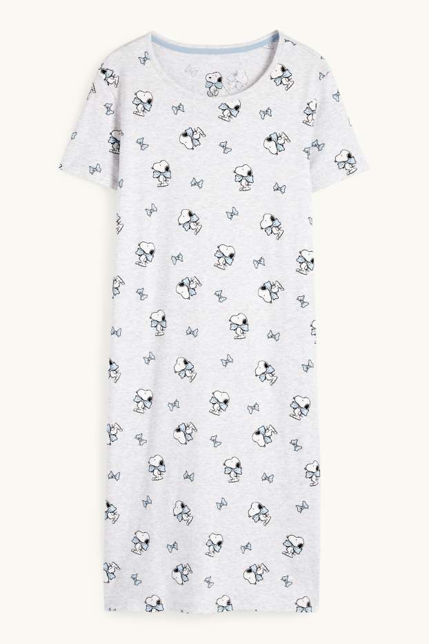Damen - Nachthemd - Peanuts - hellgrau-melange