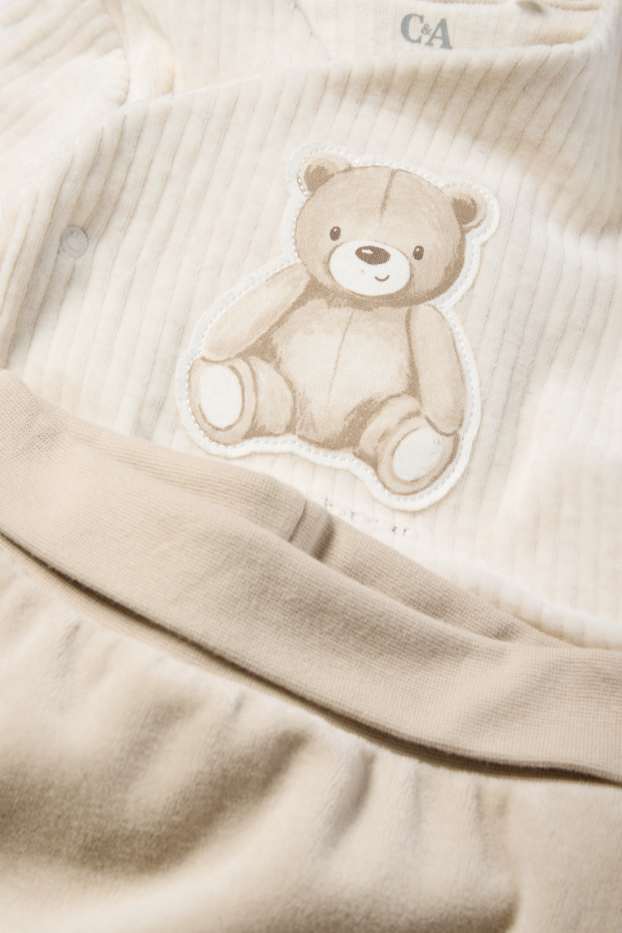 Unisexe - Ourson - tenue nouveau-né - 2 pièces - beige
