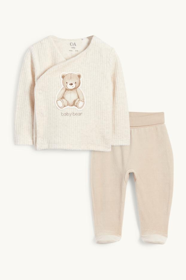 Unisexe - Ourson - tenue nouveau-né - 2 pièces - beige