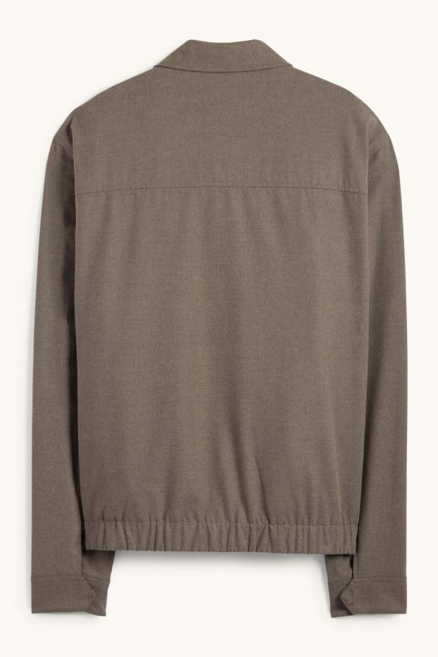 Herren - Baukasten-Flanell-Hemdjacke - Regular Fit - Stretch - taupe