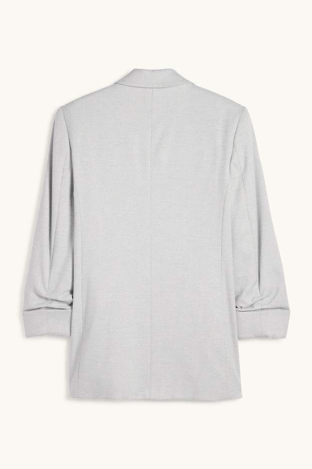 Femmes - Blazer long - regular fit - texturé - gris clair