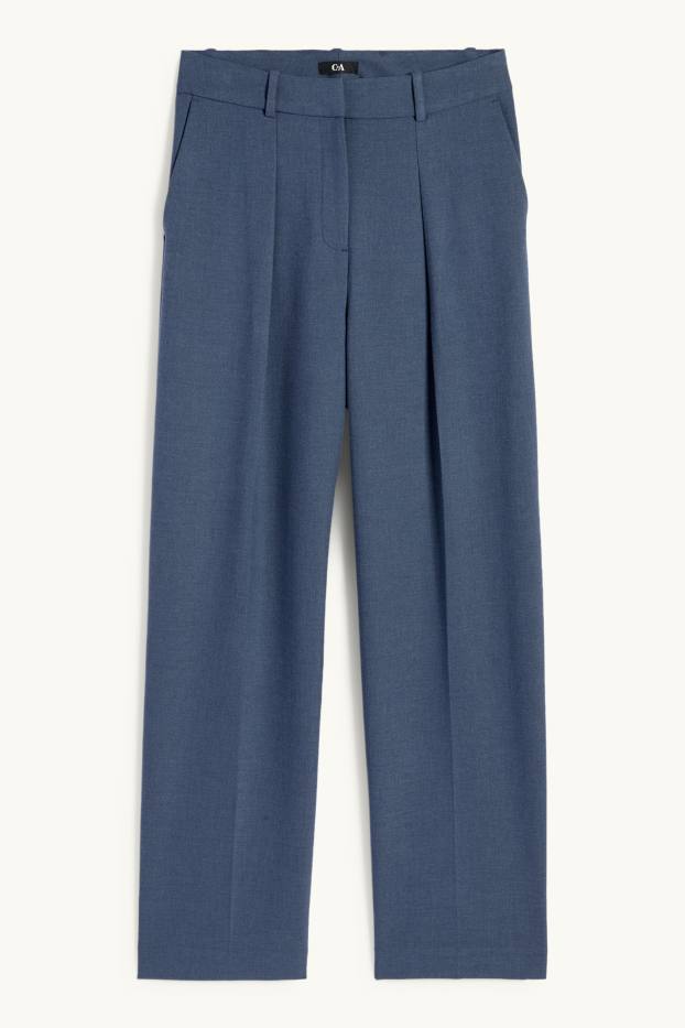 Dames - Business-broek - high waist - wide leg - donkerblauw