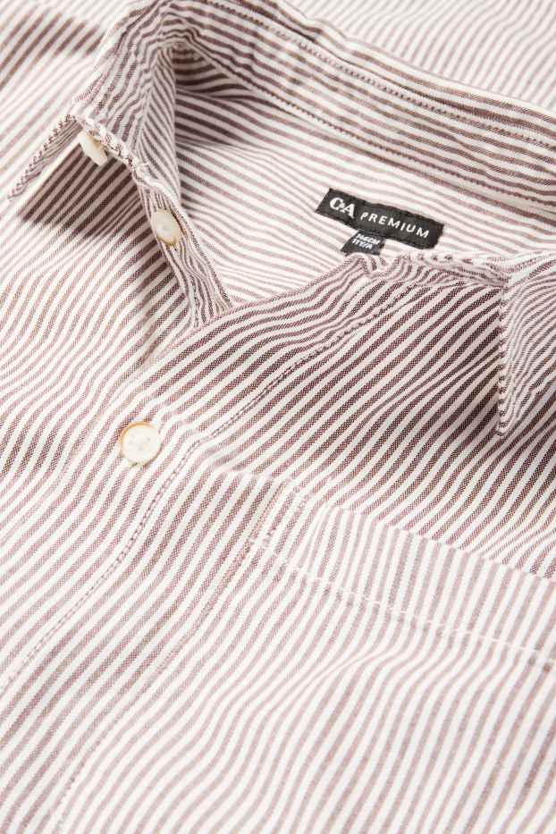 Kinderen: jongens - Overhemd - gestreept - bruin / crème wit