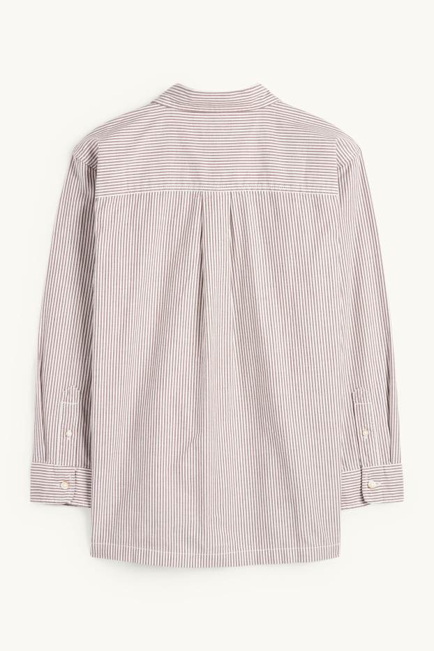 Kinderen: jongens - Overhemd - gestreept - bruin / crème wit