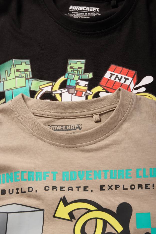Bambini - Confezione da 2 - Minecraft - maglia a maniche lunghe - nero / beige