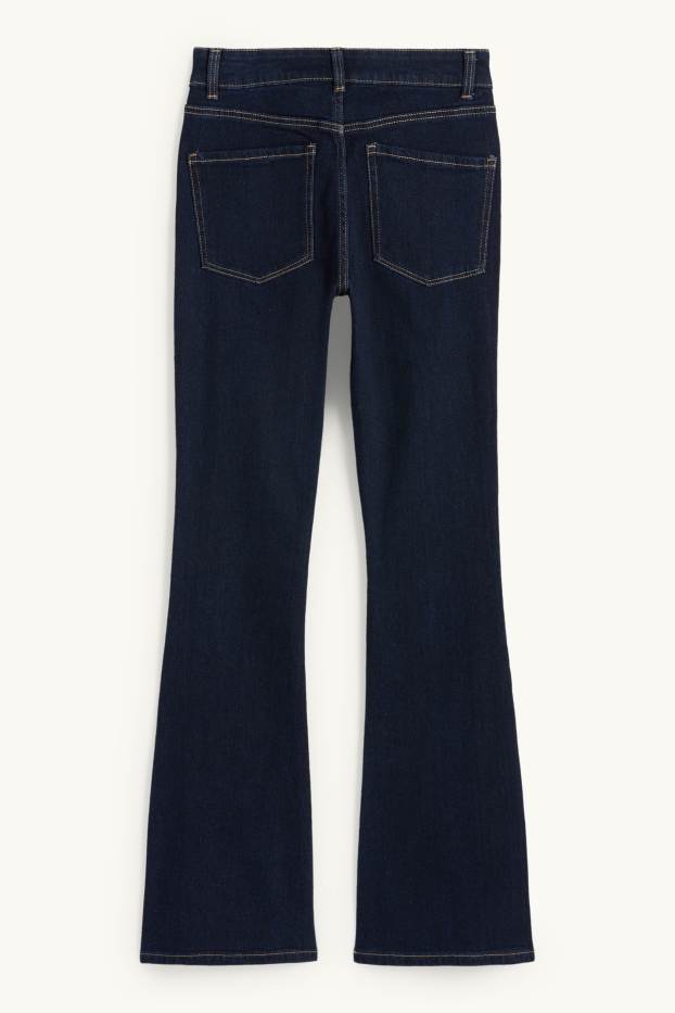 Femmes - Jean à jambe évasée - mid waist - jean bleu foncé