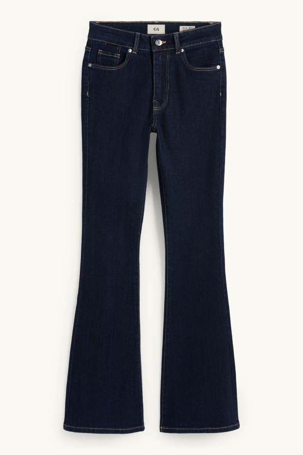 Femmes - Jean à jambe évasée - mid waist - jean bleu foncé