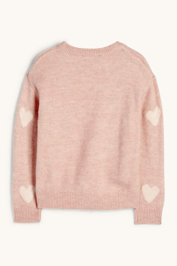 Kinder Mädchen - Herz - Pullover - rosa