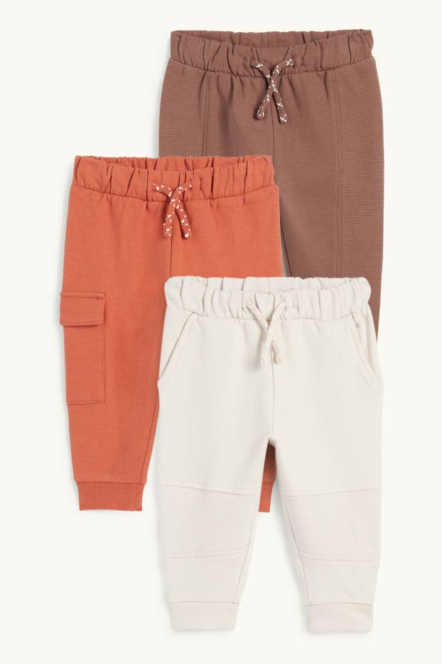 Bébés garçons - Lot de 3 - pantalons de jogging bébé - marron / beige
