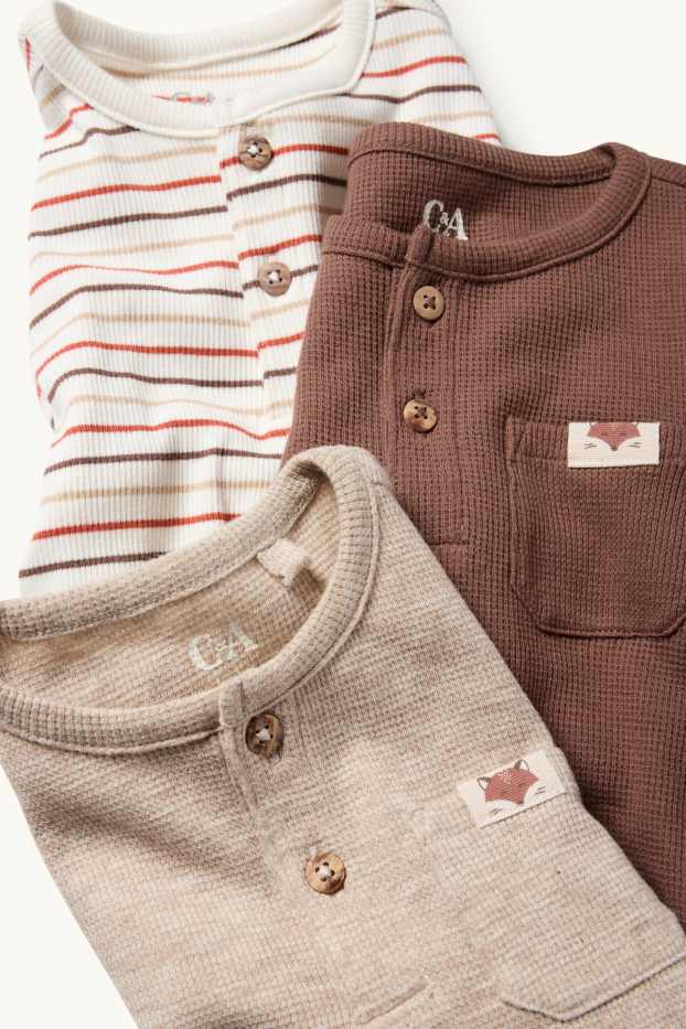 Bebeluși - băieți - Multipack 3 buc. - vulpe - tricou cu mânecă lungă bebeluși - maro / bej
