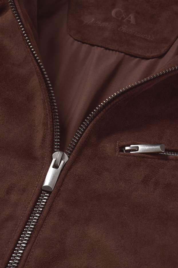 Herren - Bikerjacke - Velourslederimitat - braun