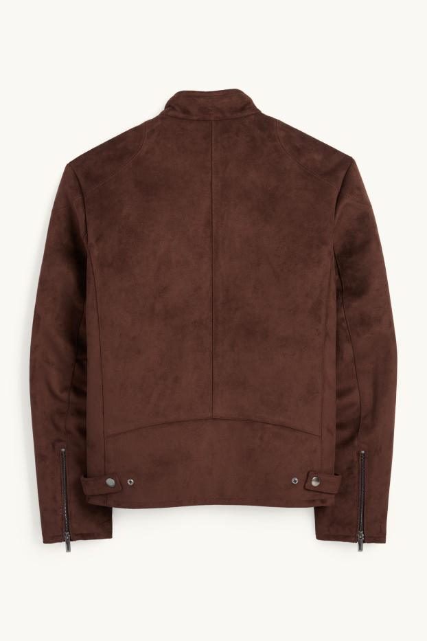 Herren - Bikerjacke - Velourslederimitat - braun