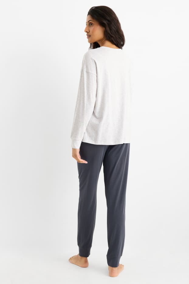 Damen - Pyjama - hellgrau-melange