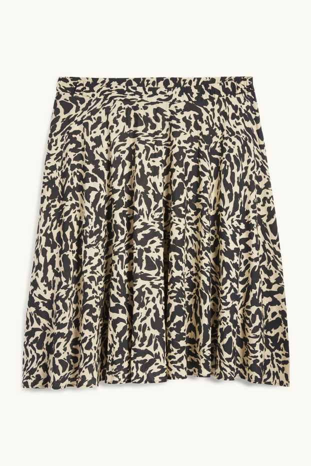 Damen - Rock - gemustert - schwarz / beige