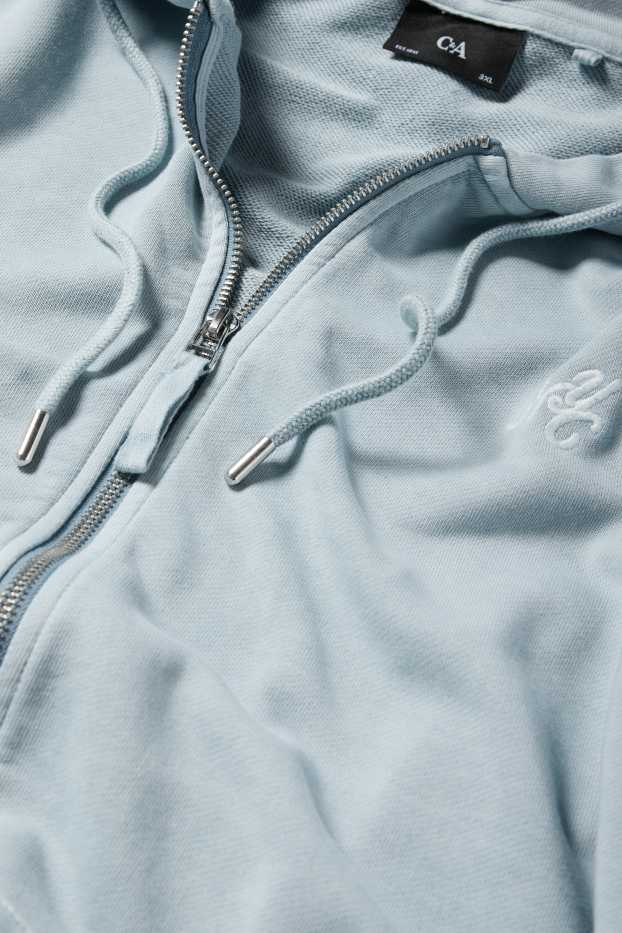 Herren - Sweatjacke mit Kapuze - hellblau