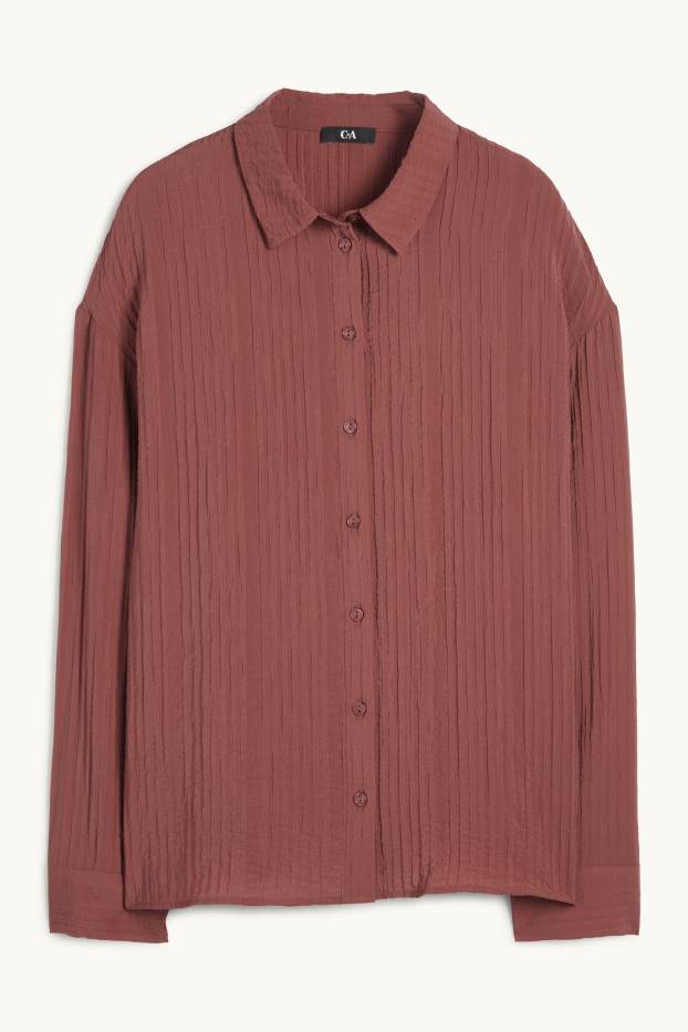 Donna - Blusa - tessuto tramato - ruggine