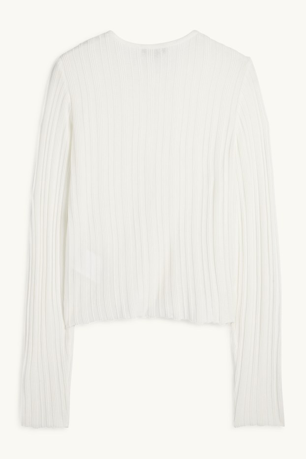 Mujer - Cárdigan - de canalé - blanco roto