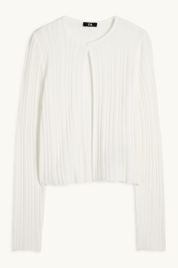 Mujer - Cárdigan - de canalé - blanco roto