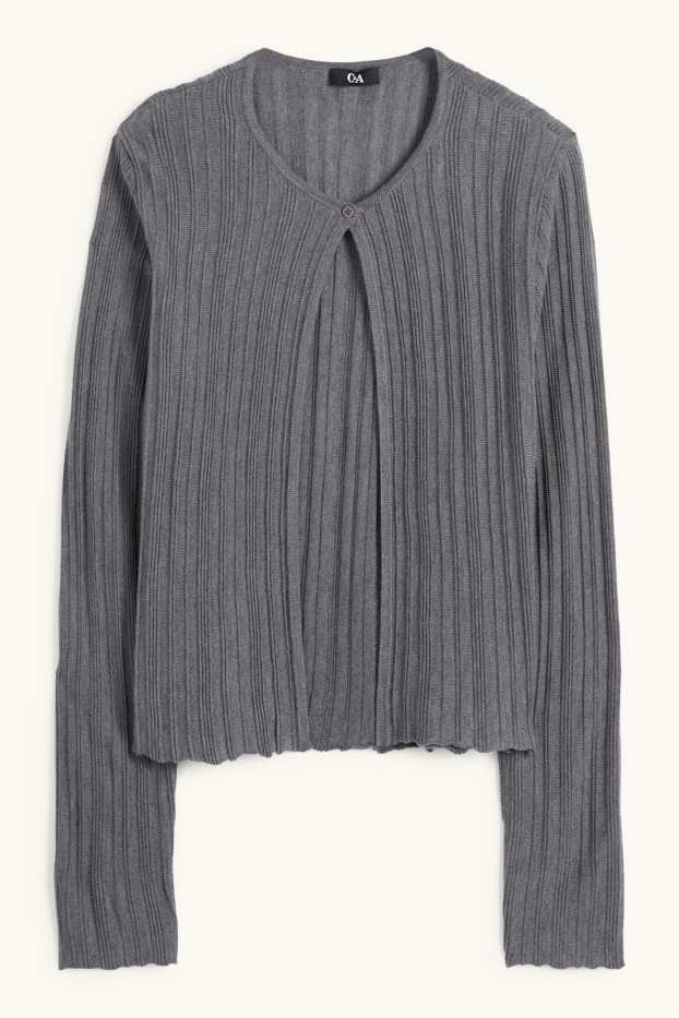 Dona - Jaqueta de punt - acanalada - gris