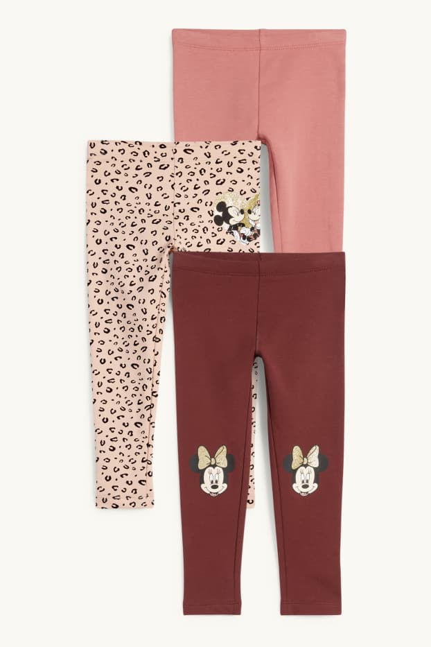 Kinderen: meisjes - Set van 3 - Minnie Mouse - thermolegging - donkerbruin
