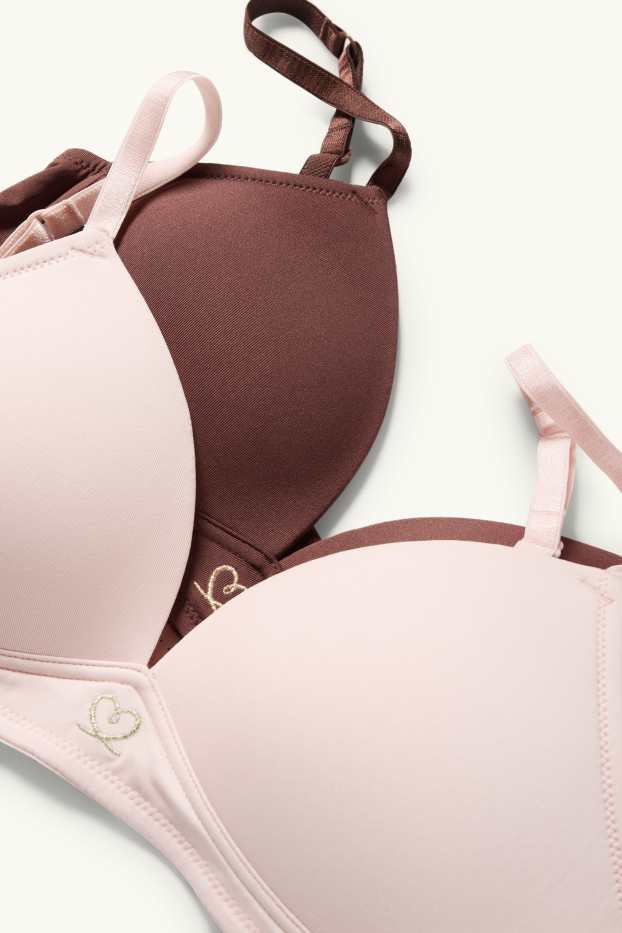 Enfants filles - Lot de 2 - soutiens-gorge sans armatures - ampliforme - rose