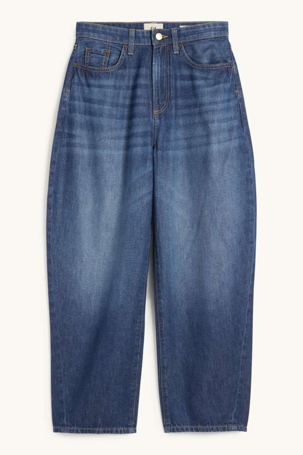 Damen - Barrel Jeans - High Waist - jeansblau