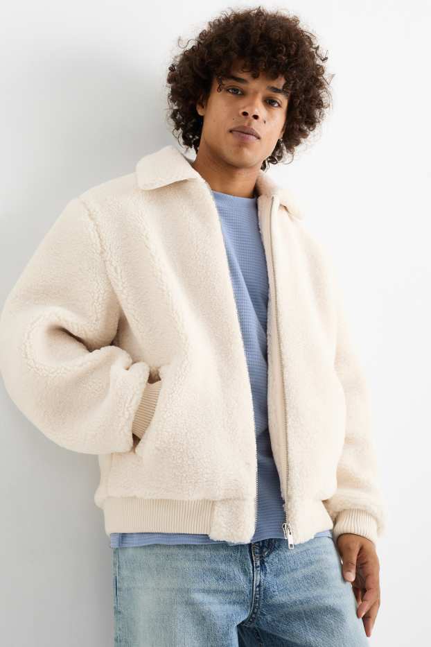 Men - Teddy fur jacket - white