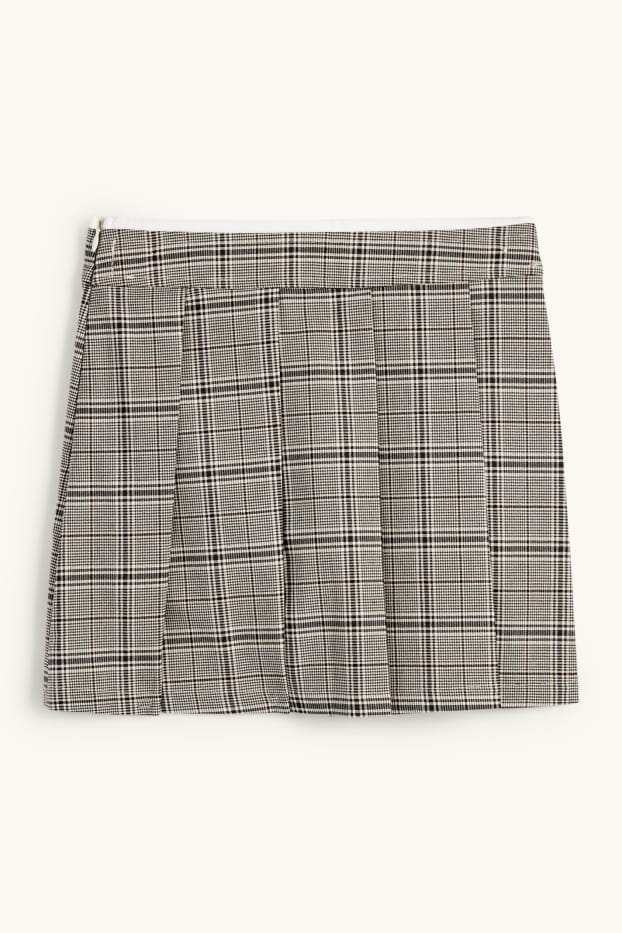 Kinder Mädchen - Faltenrock - kariert - schwarz / beige