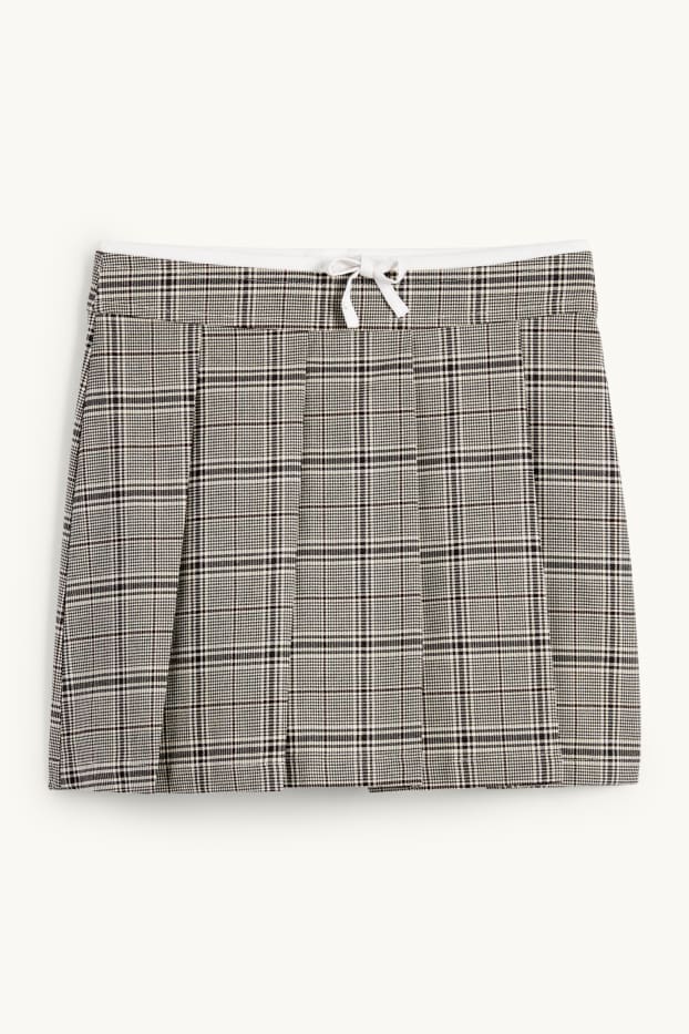 Kinder Mädchen - Faltenrock - kariert - schwarz / beige