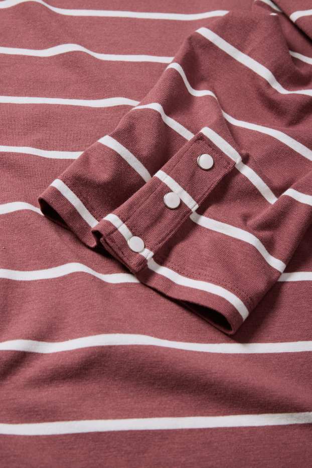 Women - Long sleeve top - striped - bordeaux