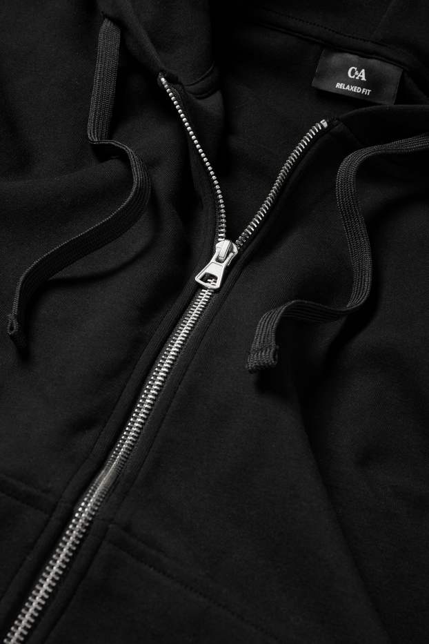 Uomo - Felpa con zip e cappuccio - nero