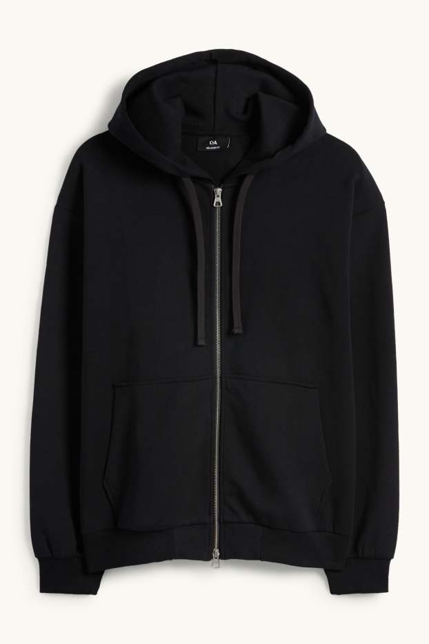Uomo - Felpa con zip e cappuccio - nero