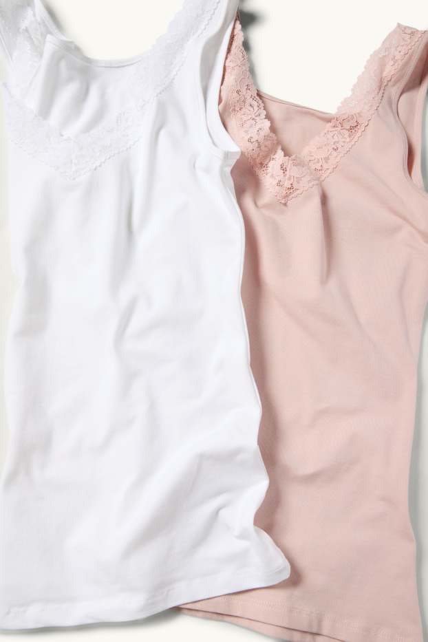 Dona - Paquet de 2 - samarreta interior - blanc/rosa