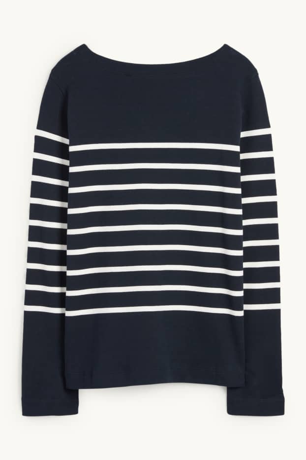 Dona - Samarreta de màniga llarga - de ratlles - blau fosc