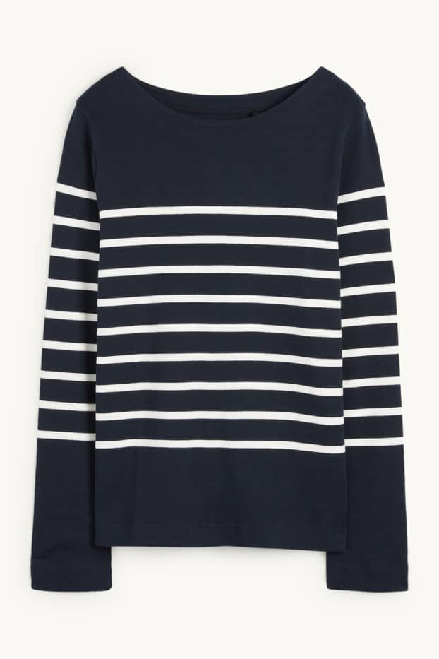 Dona - Samarreta de màniga llarga - de ratlles - blau fosc