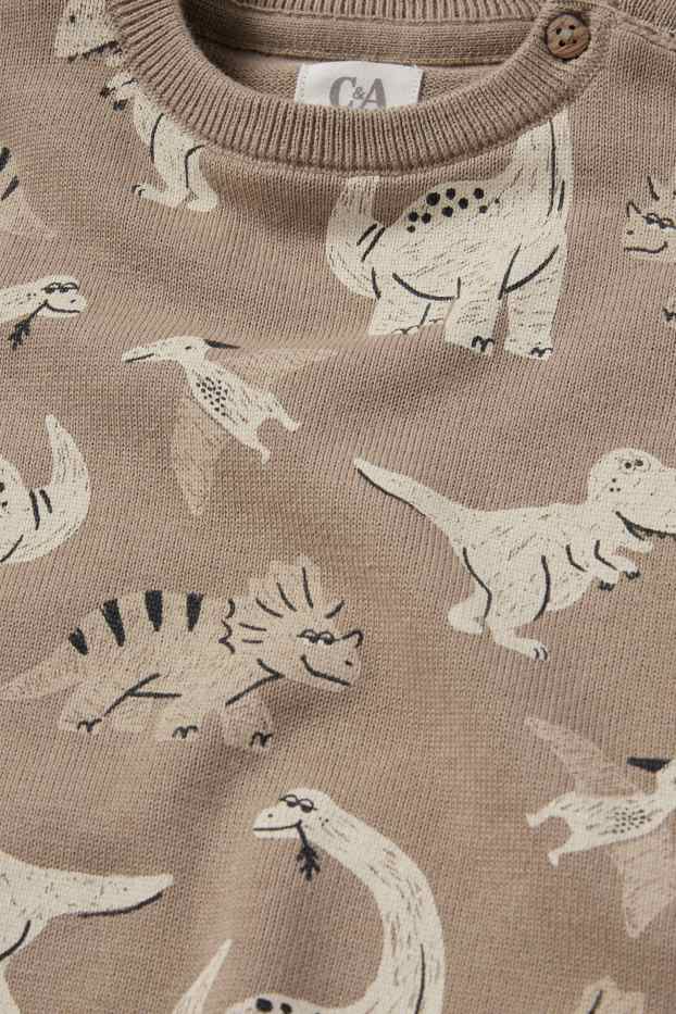 Bebeluși - băieți - Dino - pulover bebeluși - bej