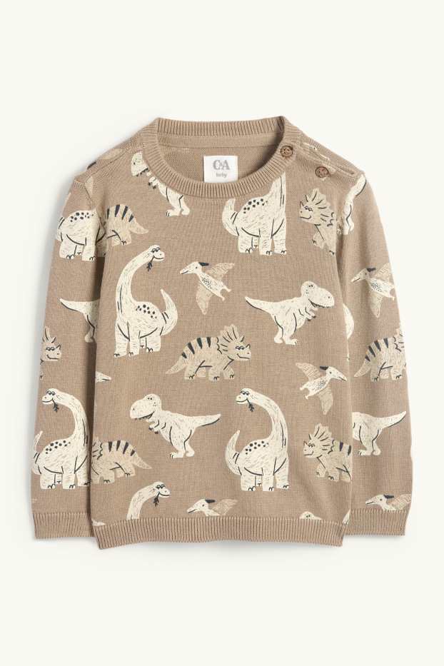 Bebeluși - băieți - Dino - pulover bebeluși - bej