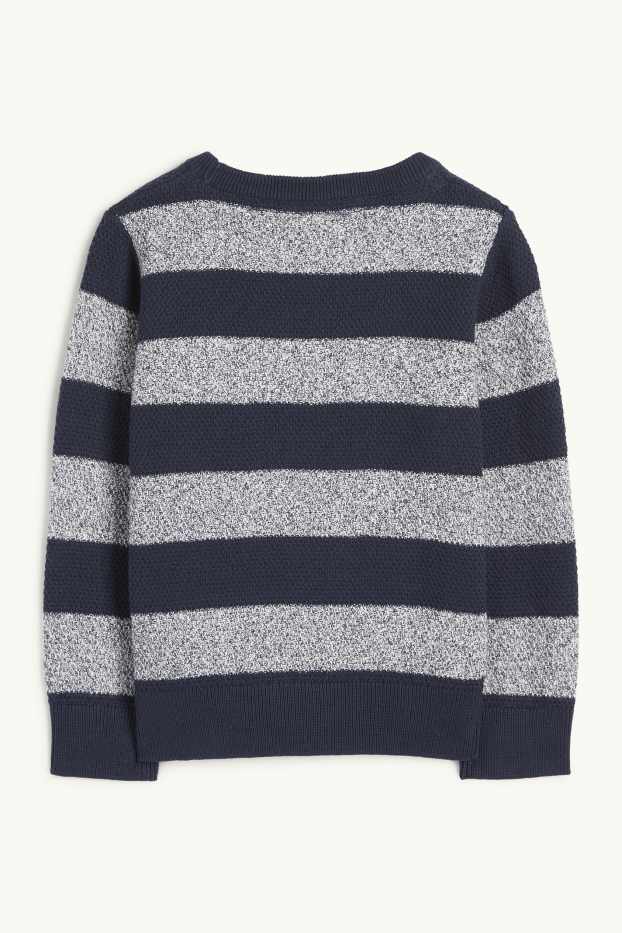 Kinder Buben - Spider-Man - Pullover - gestreift - strukturiert - dunkelblau