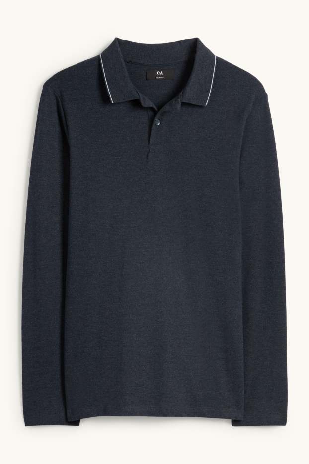 Hommes - Polo - slim fit - bleu foncé