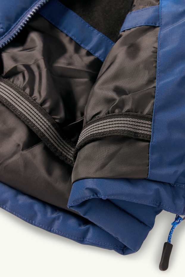 Kinder Jungen - Skijacke mit Kapuze - wasserabweisend - gemustert - dunkelblau