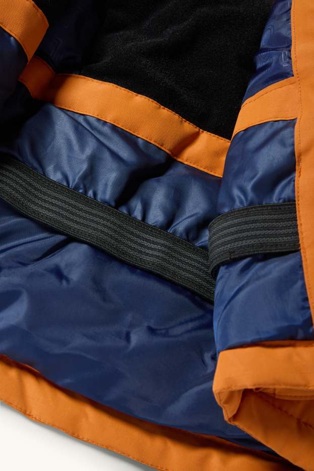 Kinderen: jongens - Ski-jas met capuchon - waterdicht - oranje / blauw