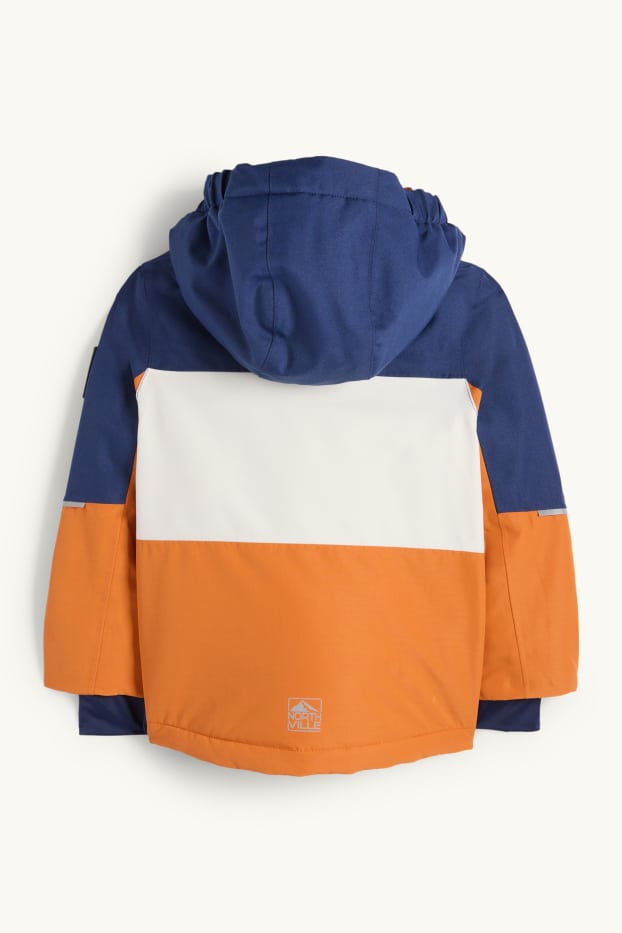 Kinderen: jongens - Ski-jas met capuchon - waterdicht - oranje / blauw