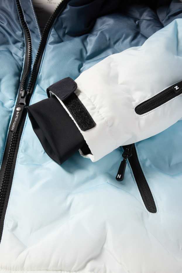 Kinderen: meisjes - Ski-jas met capuchon - waterafstotend - met patroon - donkerblauw