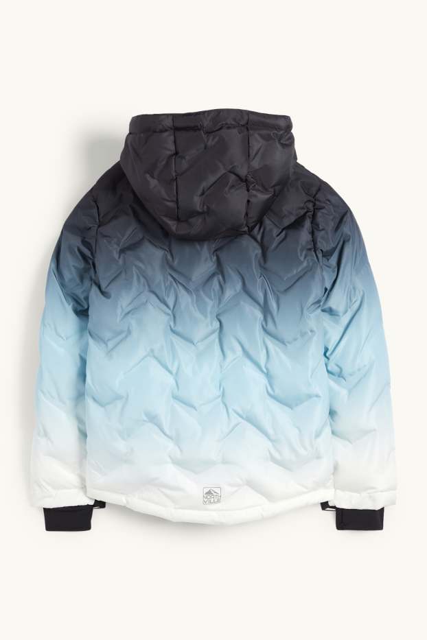 Kinderen: meisjes - Ski-jas met capuchon - waterafstotend - met patroon - donkerblauw