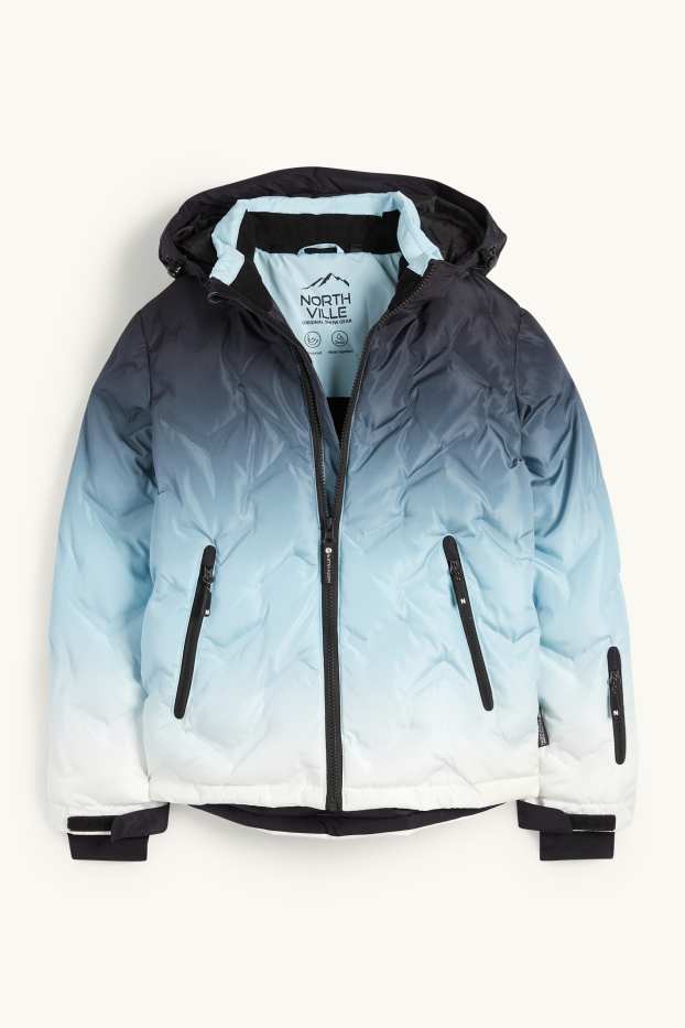 Kinderen: meisjes - Ski-jas met capuchon - waterafstotend - met patroon - donkerblauw