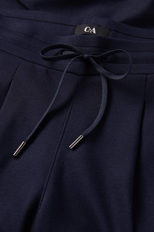 Dames - Broek van jersey - mid waist - tapered fit - donkerblauw