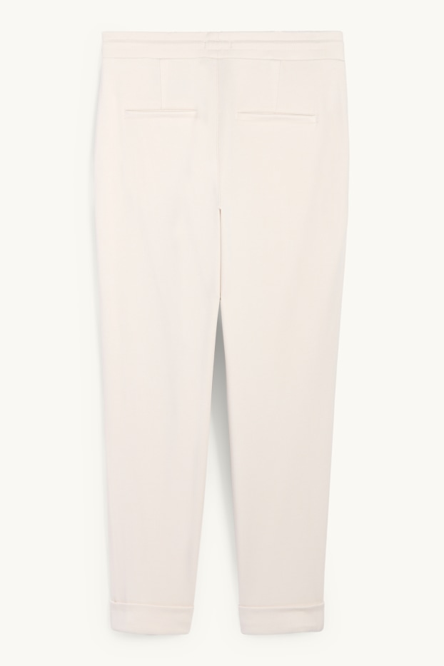 Damen - Jersey-Hose - Mid Waist - Tapered Fit - cremeweiss