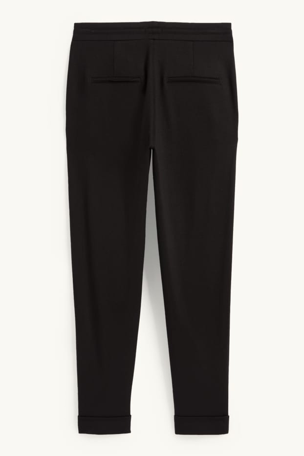 Damen - Jersey-Hose - Mid Waist - Tapered Fit - schwarz